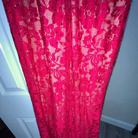 Jovani Red Lace Prom Dress - Picture 7 of 10